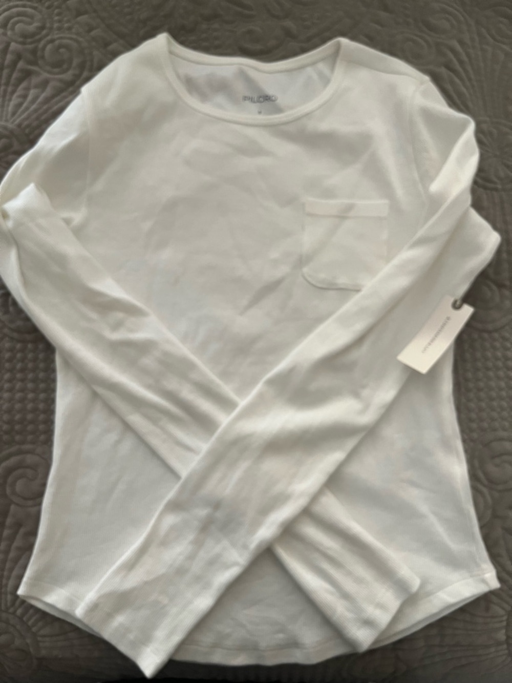Pilcro White Long Sleeve Pocket Tee